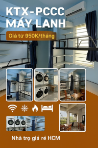 Ký túc xá Quận Bình Thạnh giá rẻ Bao điện nước, uy tính, nhiều tiện ích. Có khắp HCM.